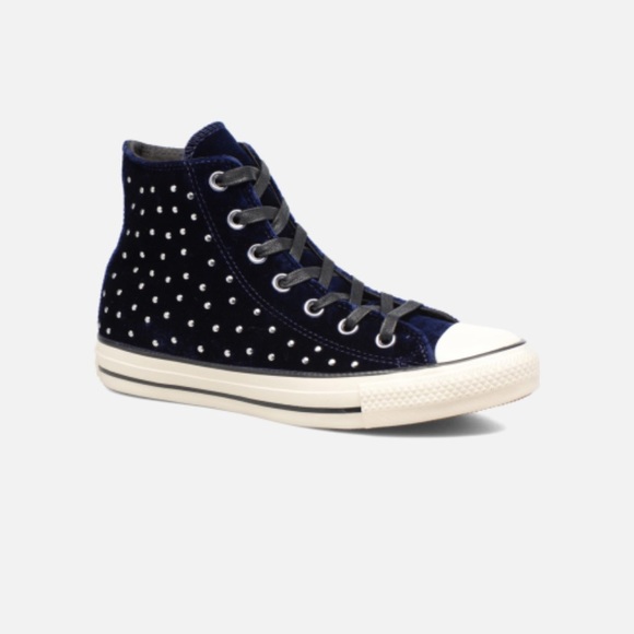 Converse Shoes - Studded blue velvet Converse shoes